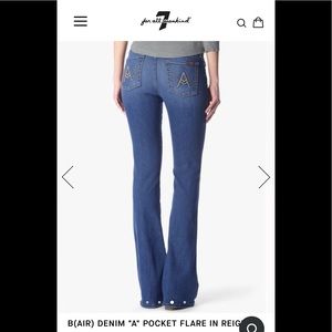 7 For all Mankind “A” Pocket low rise flare jeans, size 30